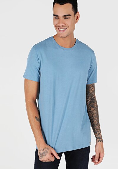 Image de T-shirt À Manches Courtes Bleu Regular Fit  Homme