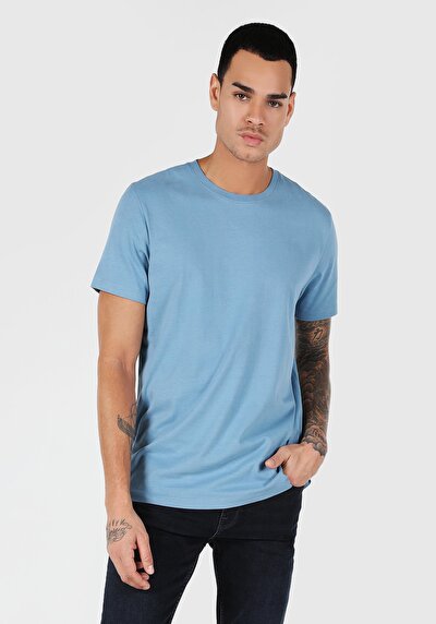 Image de T-shirt À Manches Courtes Bleu Regular Fit  Homme