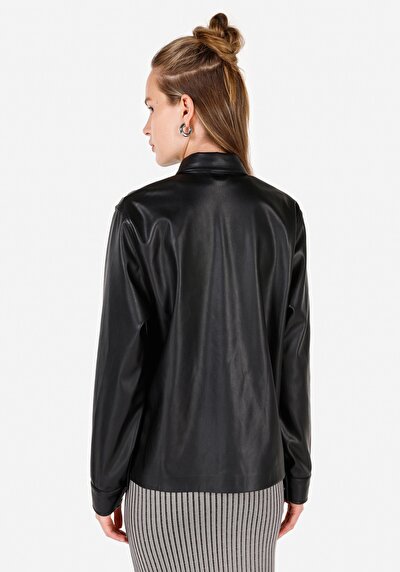 Image de Chemise À Manches Longues Noir Regular Fit Droit Polyester Femme