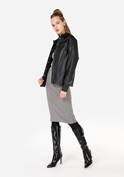 Image de Chemise À Manches Longues Noir Regular Fit Droit Polyester Femme