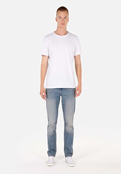 Image de 044 Karl Pantalon Bleu Straight Leg Low Rise En  Straight Fit Homme