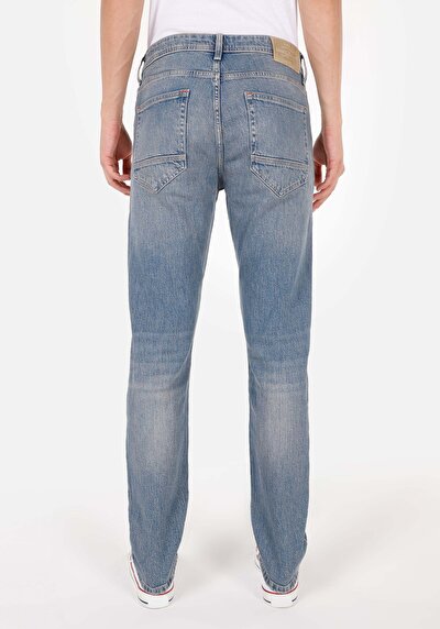 Image de 044 Karl Pantalon Bleu Straight Leg Low Rise En  Straight Fit Homme