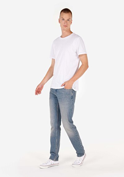 Image de 044 Karl Pantalon Bleu Straight Leg Low Rise En  Straight Fit Homme