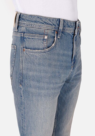 Image de 044 Karl Pantalon Bleu Straight Leg Low Rise En  Straight Fit Homme