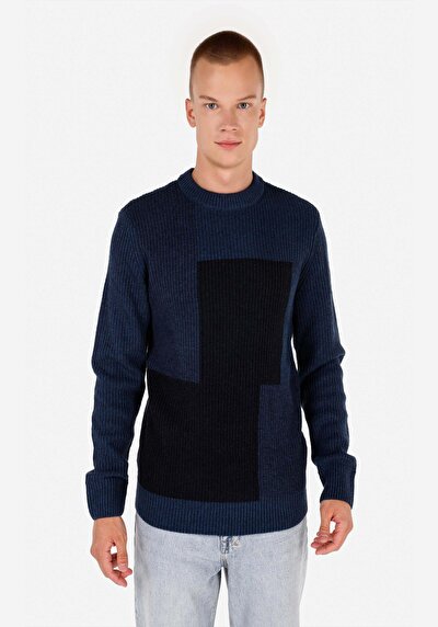 Image de Pull Marine Regular Fit Manches Longues  Homme