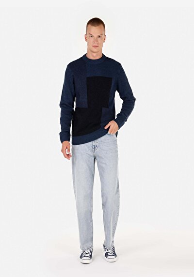 Image de Pull Marine Regular Fit Manches Longues  Homme