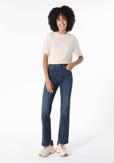 Image de 791 Monica Pantalon Bleu En Regular Fit Femme