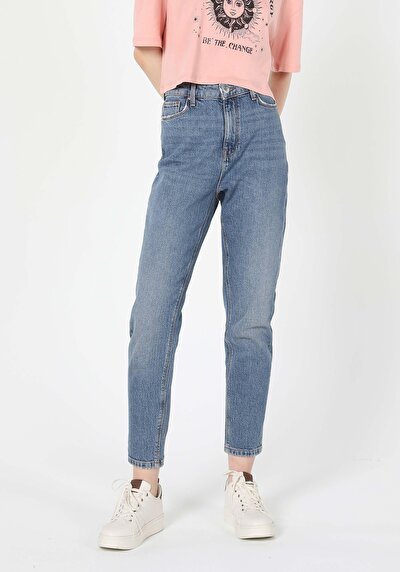 Image de 896  Maria Pantalon Denim Tapered Leg  En  Mom Fit Femme