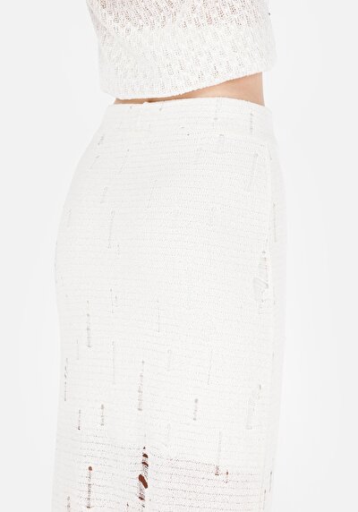 Afficher les détails de Jupe Ecru Slim Fit Jakarli Supreme Mdi Femme