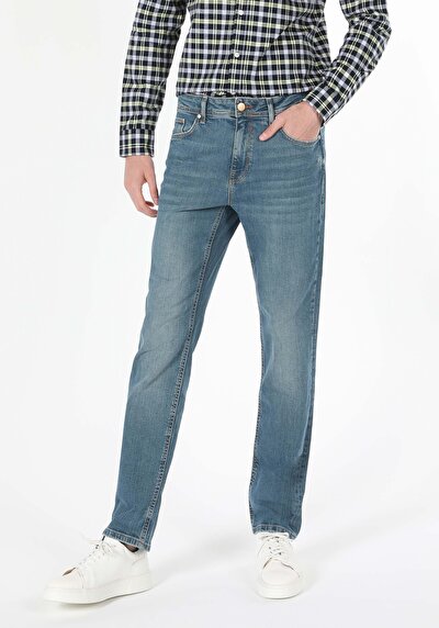 Image de 045 David Pantalon Bleu Straight Leg  En  Regular Fit Homme