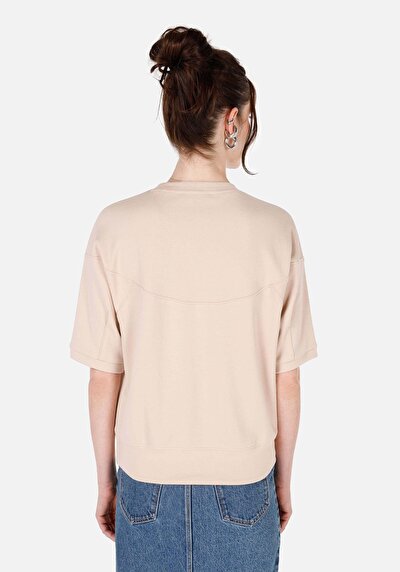 Image de T-shirt À Manches Courtes Beige Regular Fit Droit Femme
