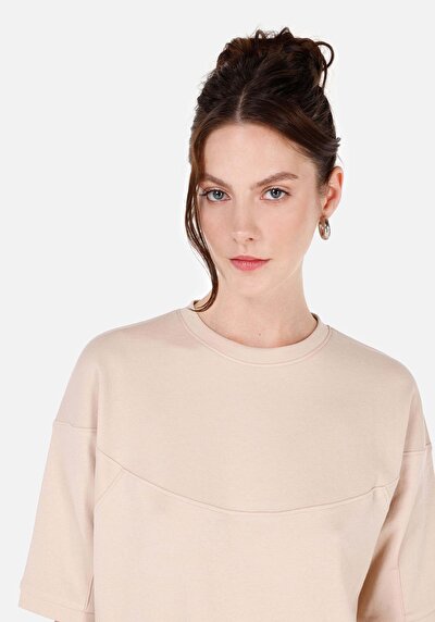 Image de T-shirt À Manches Courtes Beige Regular Fit Droit Femme