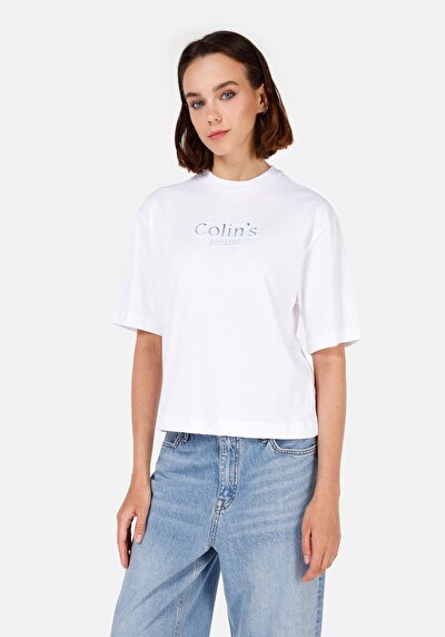 Image de T-shirt À Manches Courtes Blanc Regular Fit Imprimé Femme