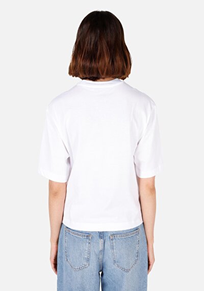 Image de T-shirt À Manches Courtes Blanc Regular Fit Imprimé Femme