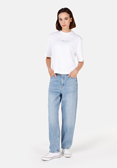 Image de T-shirt À Manches Courtes Blanc Regular Fit Imprimé Femme