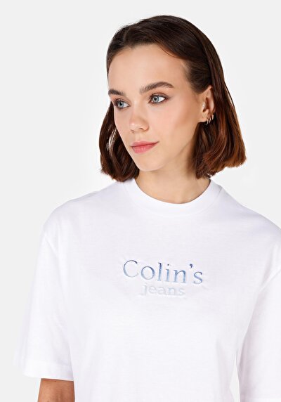 Image de T-shirt À Manches Courtes Blanc Regular Fit Imprimé Femme
