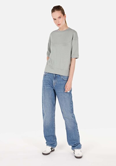 Image de T-shirt À Manches Courtes Vert Regular Fit Droit Femme