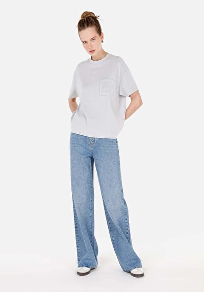 Image de T-shirt À Manches Courtes Gris Regular Fit Imprimé Femme