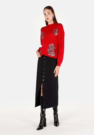 Image de Pull Rouge Regular Fit Manches Longues  Femme