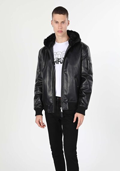 Image de Veste Pu Noir Regular Fit Homme