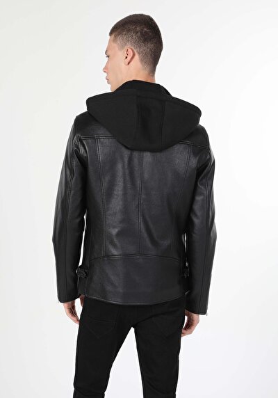 Afficher les détails de Veste Pu Noir   Slim Fit Homme