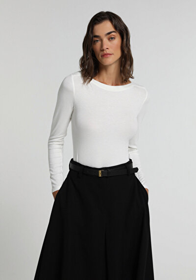 Image de T-shirt Blanc Slim Fit Manches Longues  Femme