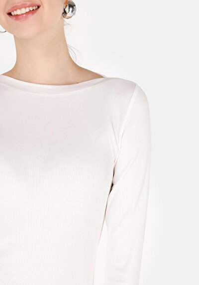 Image de T-shirt Blanc Slim Fit Manches Longues  Femme