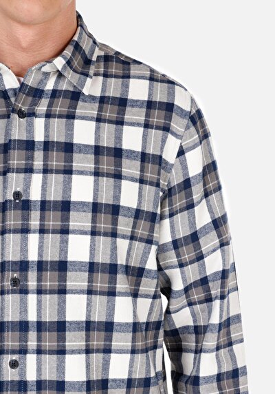 Image de Chemise À Manches Longues Marine Regular Fit Plaid Sergé Homme