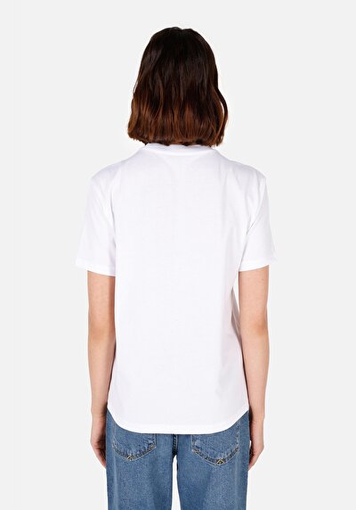 Afficher les détails de T-shirt À Manches Courtes Blanc Regular Fit Imprimé Femme