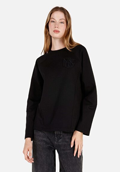 Image de T-shirt À Manches Longues Noir Regular Fit  Femme