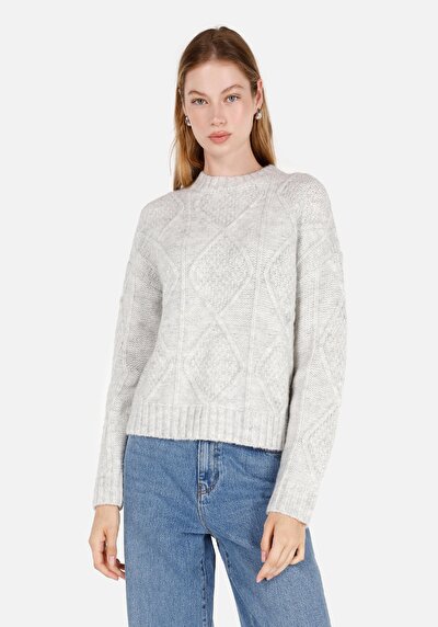 Image de Pull Gris Regular Fit Manches Longues  Femme