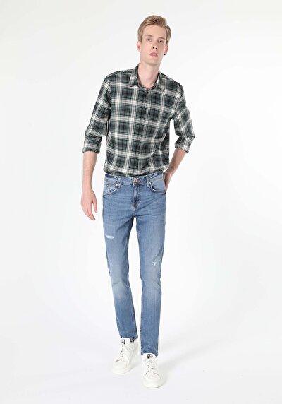 Image de 044 Karl Pantalon Bleu Straight Leg En Straight Fit Homme