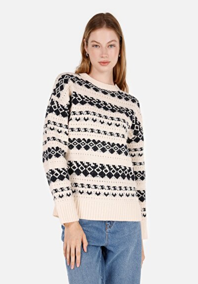 Image de Pull Ecru Regular Fit Manches Longues  Femme