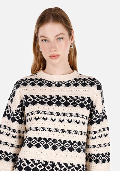 Image de Pull Ecru Regular Fit Manches Longues  Femme