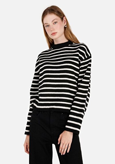Image de Pull Noir Regular Fit Manches Longues  Femme