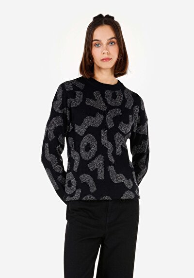 Image de Pull Noir Regular Fit Manches Longues  Femme