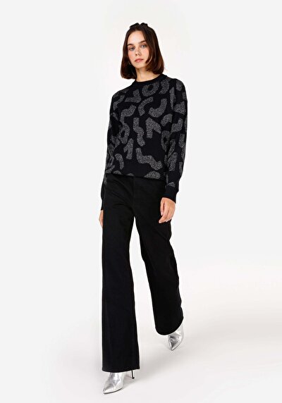 Image de Pull Noir Regular Fit Manches Longues  Femme
