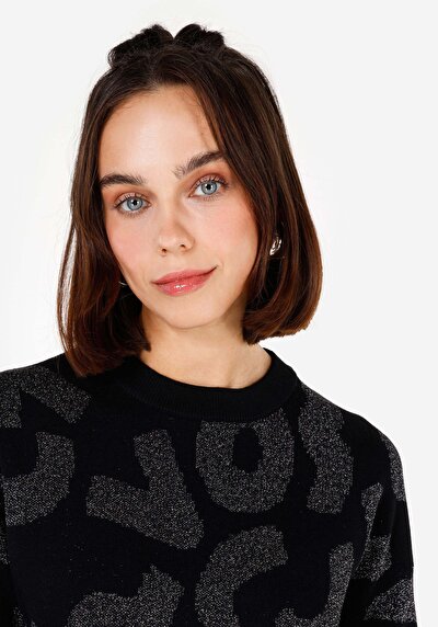 Image de Pull Noir Regular Fit Manches Longues  Femme