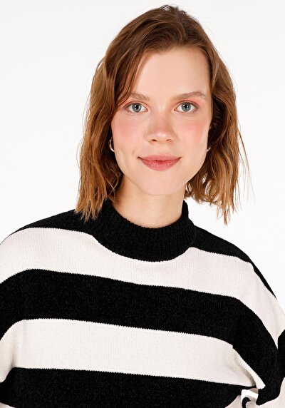 Image de Pull Noir Regular Fit Manches Longues  Femme