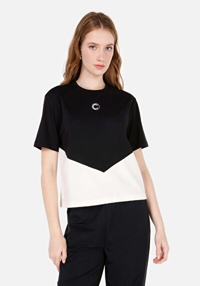 Image de T-shirt À Manches Courtes Noir Regular Fit Imprimé Femme