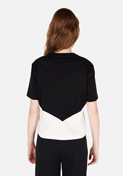 Image de T-shirt À Manches Courtes Noir Regular Fit Imprimé Femme