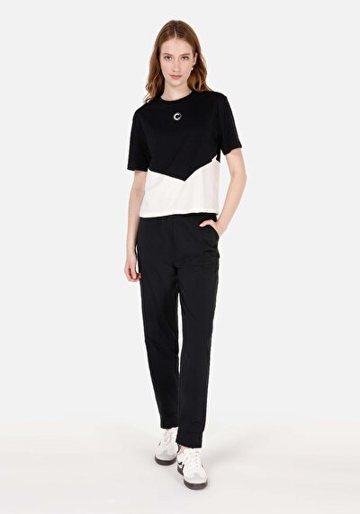 Image de T-shirt À Manches Courtes Noir Regular Fit Imprimé Femme