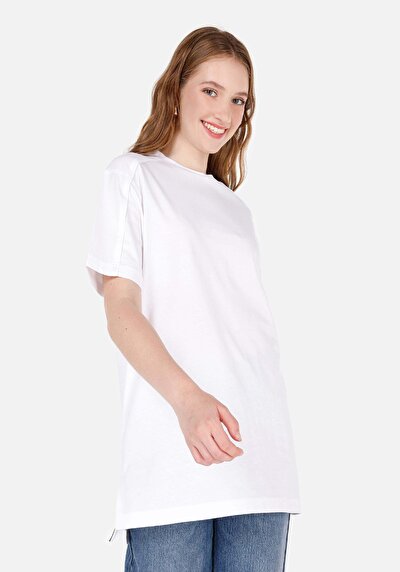 Image de T-shirt À Manches Courtes Blanc Regular Fit Imprimé Femme