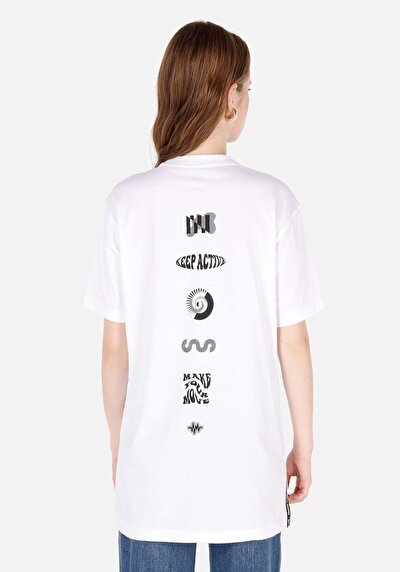 Image de T-shirt À Manches Courtes Blanc Regular Fit Imprimé Femme
