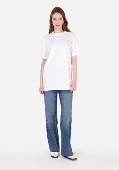 Image de T-shirt À Manches Courtes Blanc Regular Fit Imprimé Femme