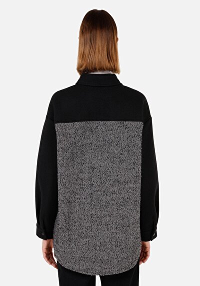 Image de Chemise À Manches Longues Noir Relaxed Fit Droit Polyester Femme
