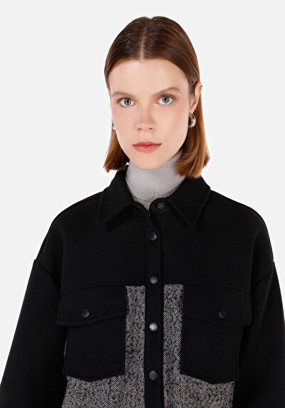 Image de Chemise À Manches Longues Noir Relaxed Fit Droit Polyester Femme