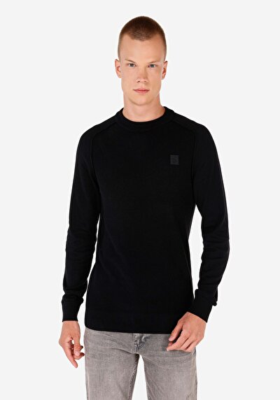 Image de Pull Noir Slim Fit Manches Longues  Homme