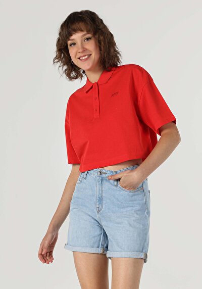 Image de T-shirt À Manches Courtes Rouge Regular Fit Femme