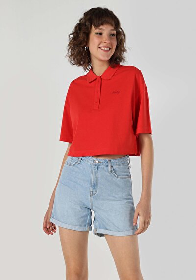 Image de T-shirt À Manches Courtes Rouge Regular Fit Femme